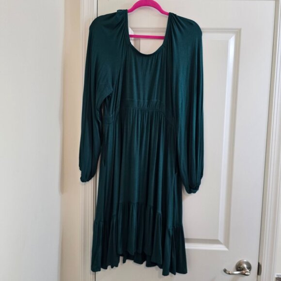 Torrid Mini Super Soft Tiered Skater Dress - Green - Picture 3 of 9
